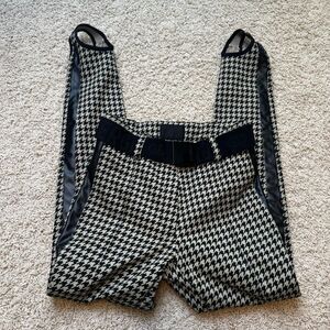 Goldbergh Paris Belted Tan Houndstooth Print Slim-leg Stirrup Ski Pants US 8